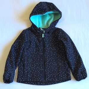athletic works fleece lined navy blue dotted windbreaker with hood 5T girls